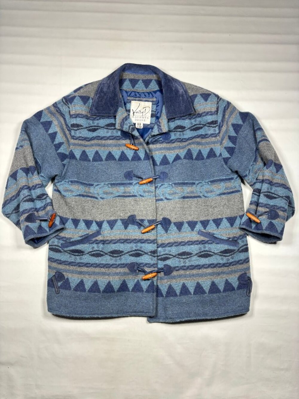 Kathryn Deene Womens XL Wool BlendToggle Button Jacket Coat Southwestern Vintage